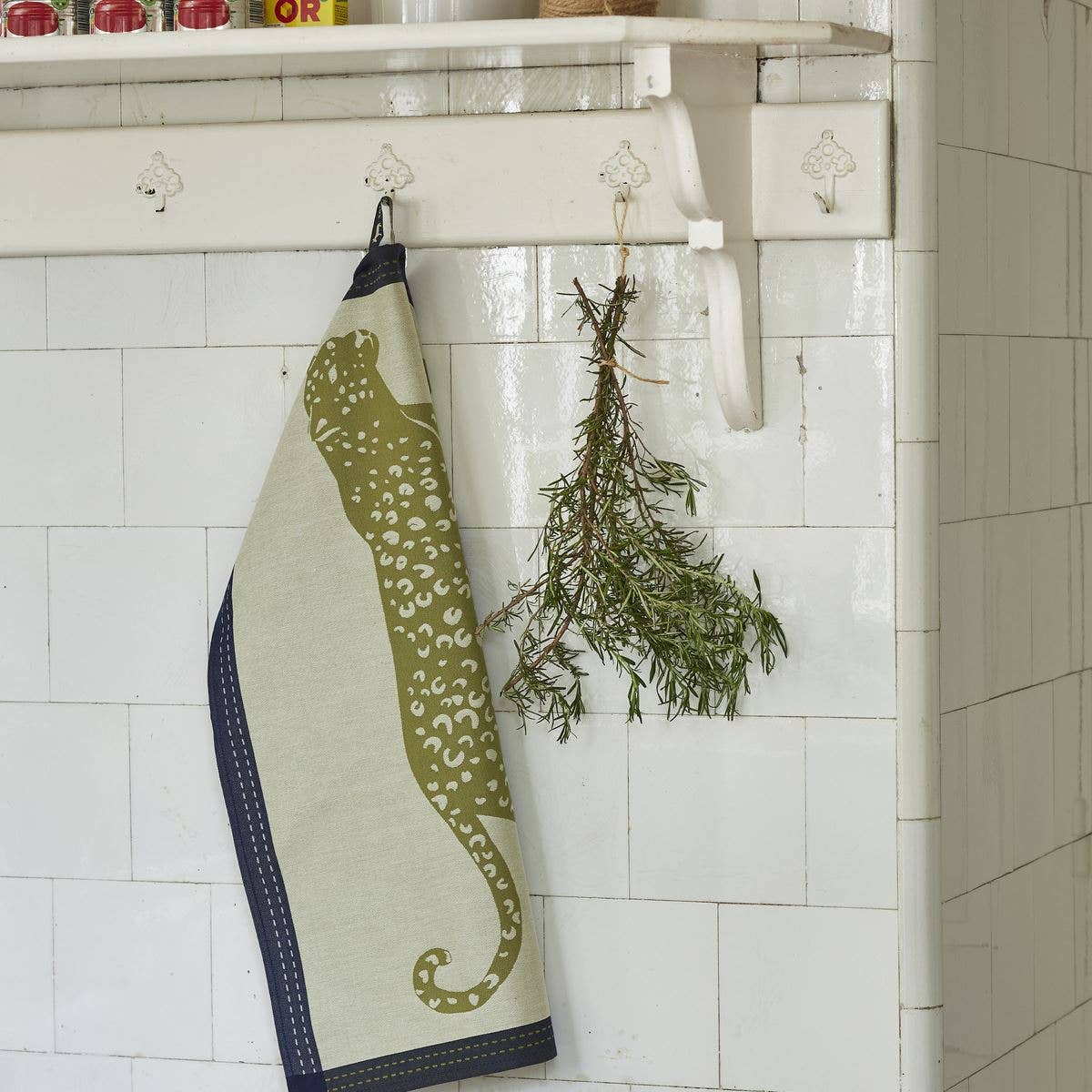 Cotton Tea Towel - Leo in Khaki