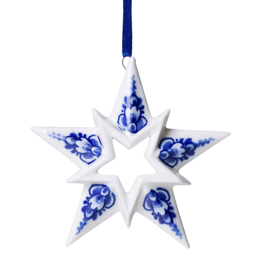 Delft Blue Open Star Christmas Ornament