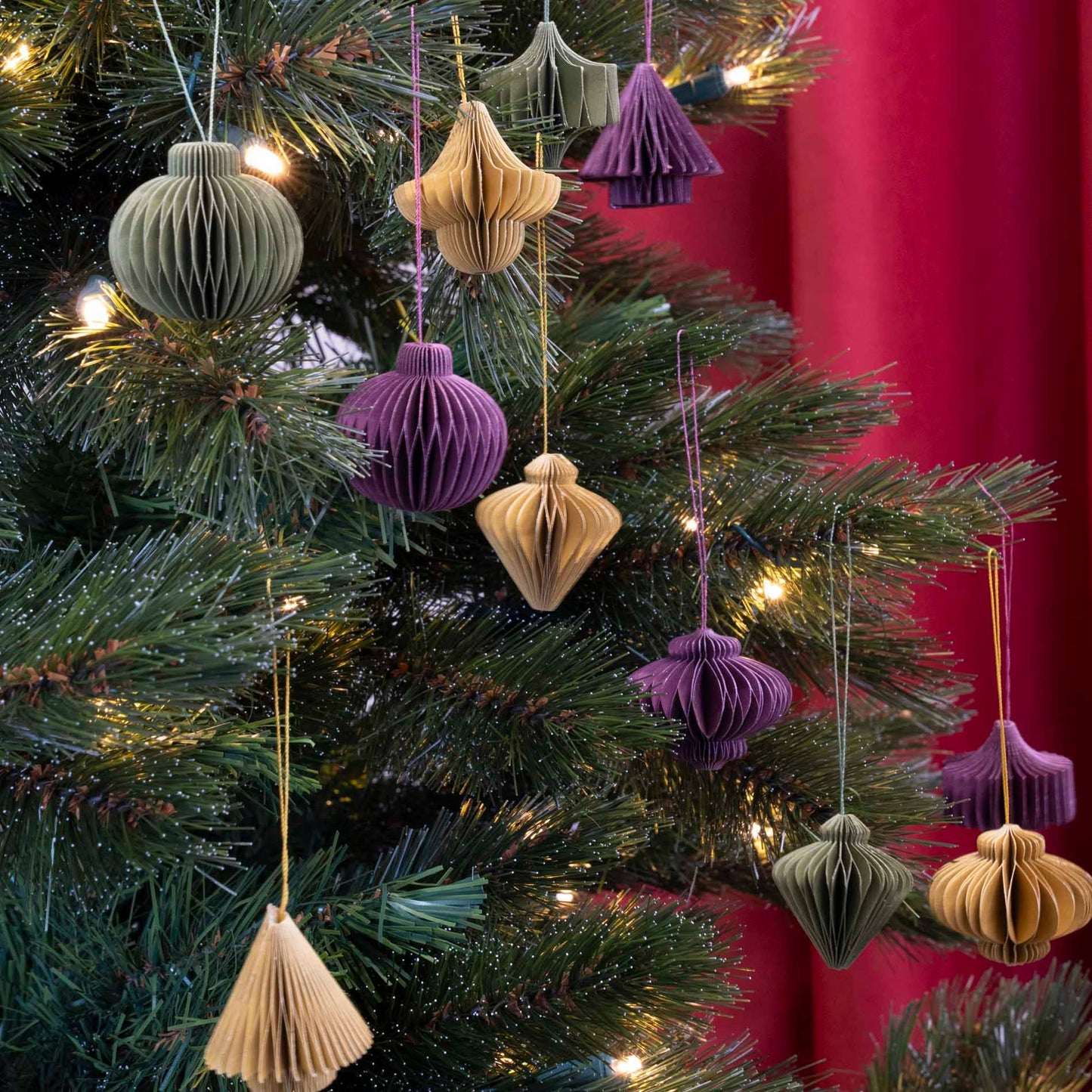 Hanging Honeycomb Paper Ornaments - Set of 6