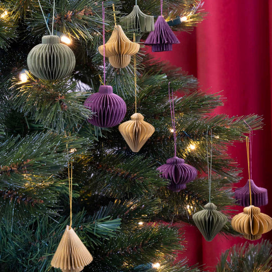 Hanging Honeycomb Paper Ornaments - Set of 6