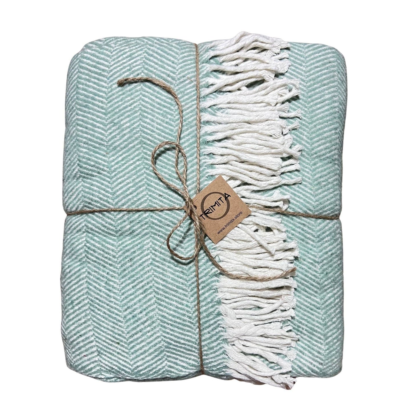 Herringbone Throw Blanket - Mint