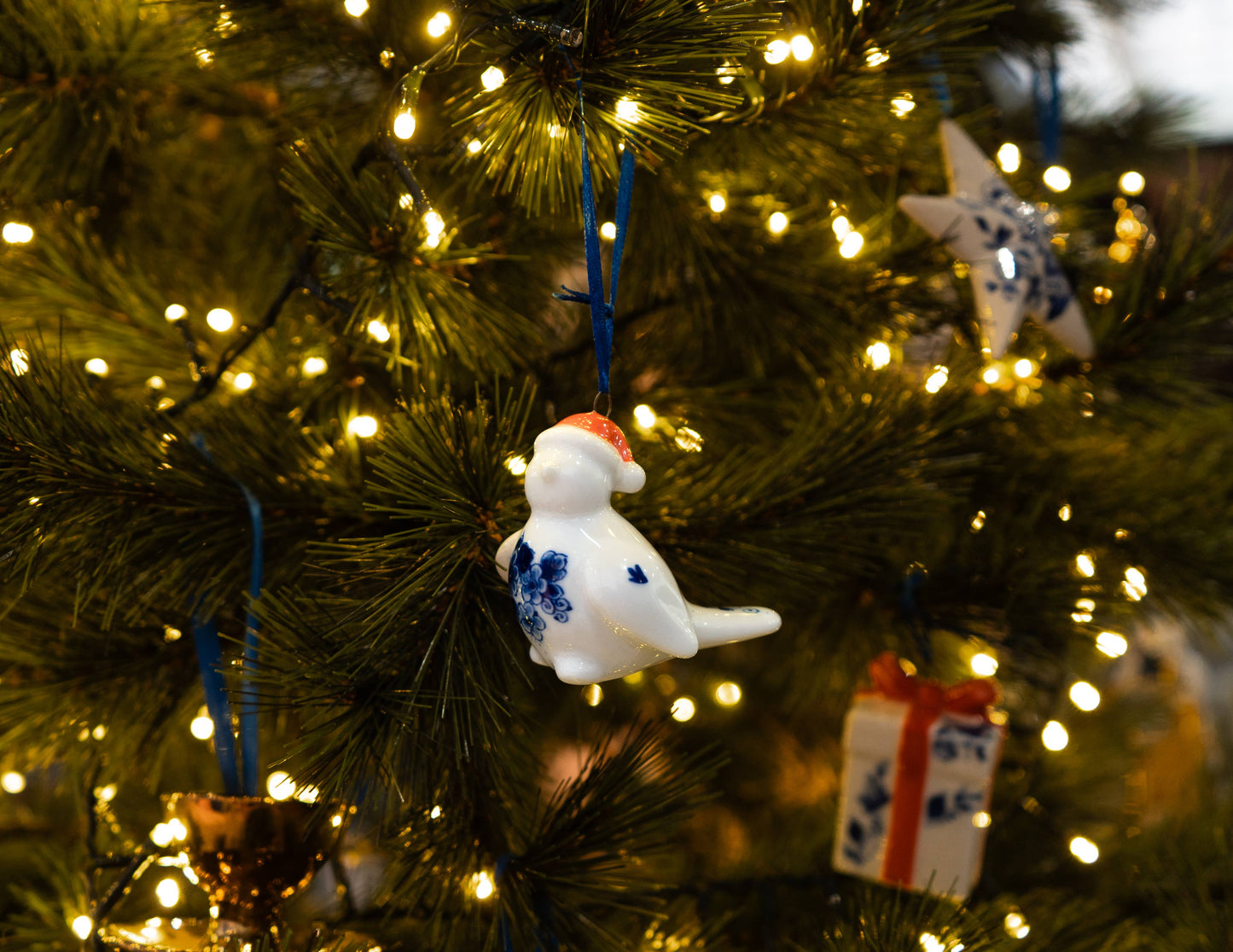 Delft Blue Christmas Bird Ornament