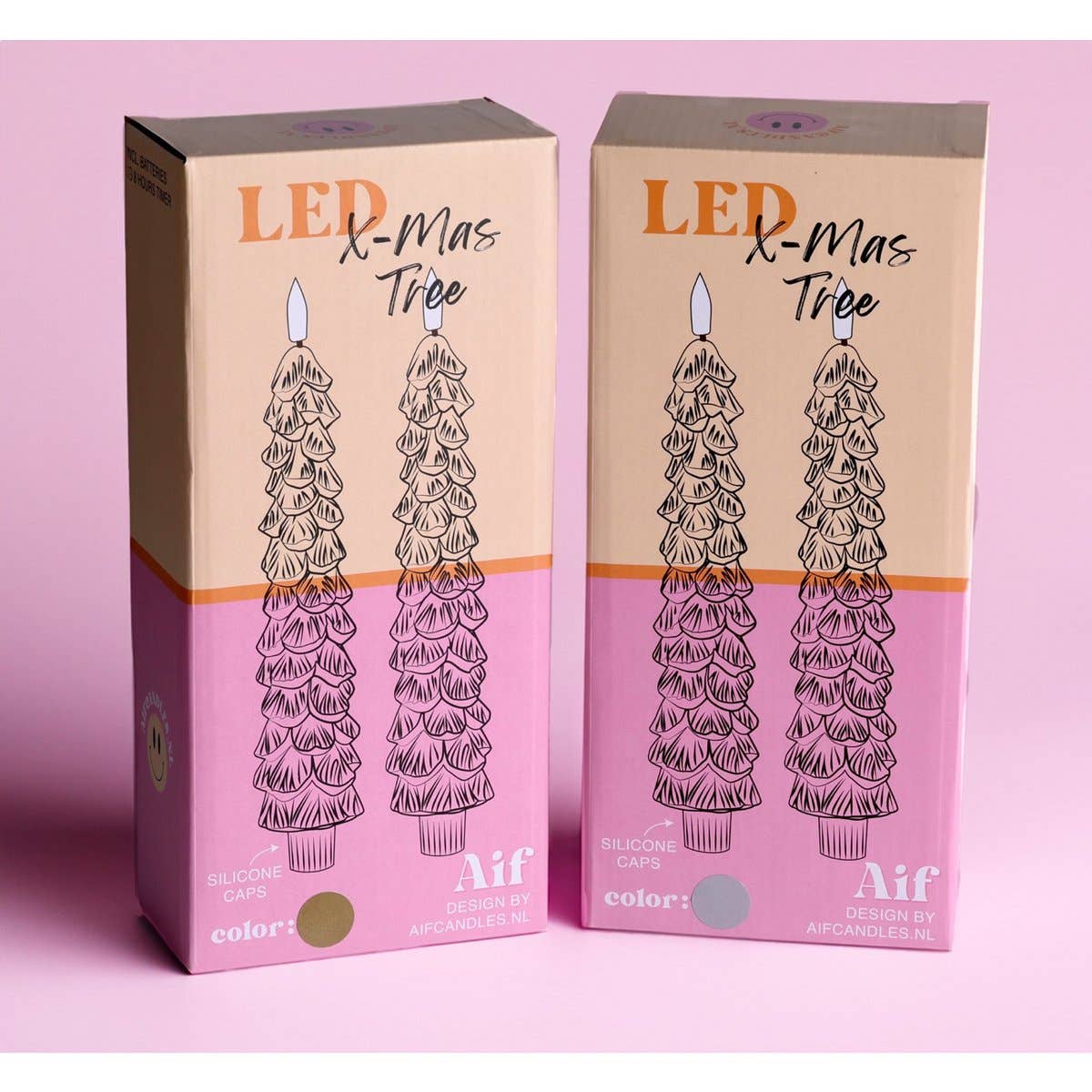 LED Christmas Tree Candle in Gold - Set of 2