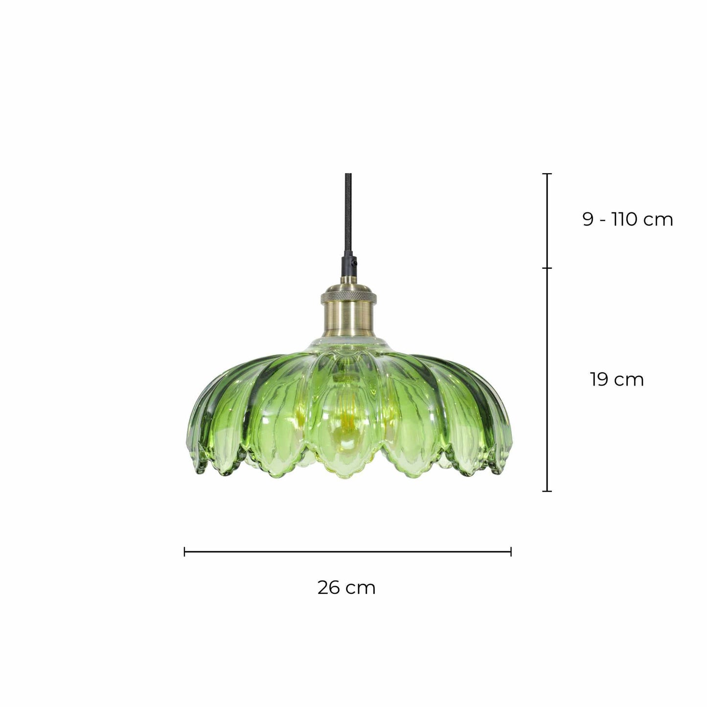 Pétale Coloured Glass Suspension: Green