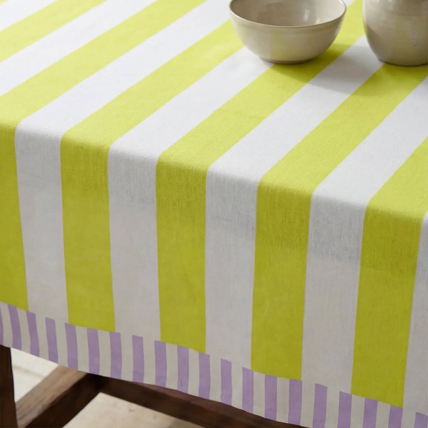 Capri Stripe Organic Cotton Stain Resistant Tablecloth