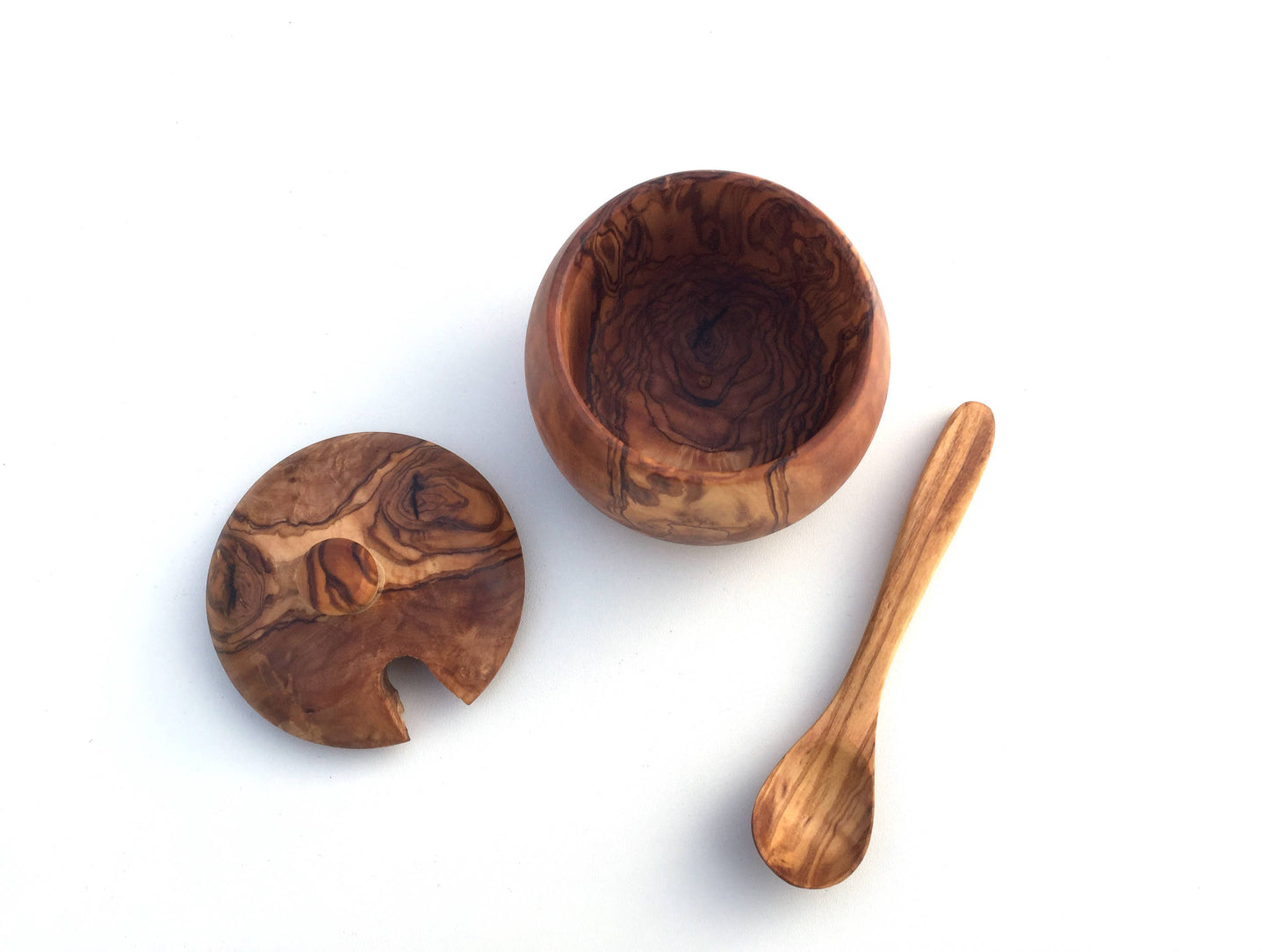 Olive Wood Lidded Salt/Sugar Bowl
