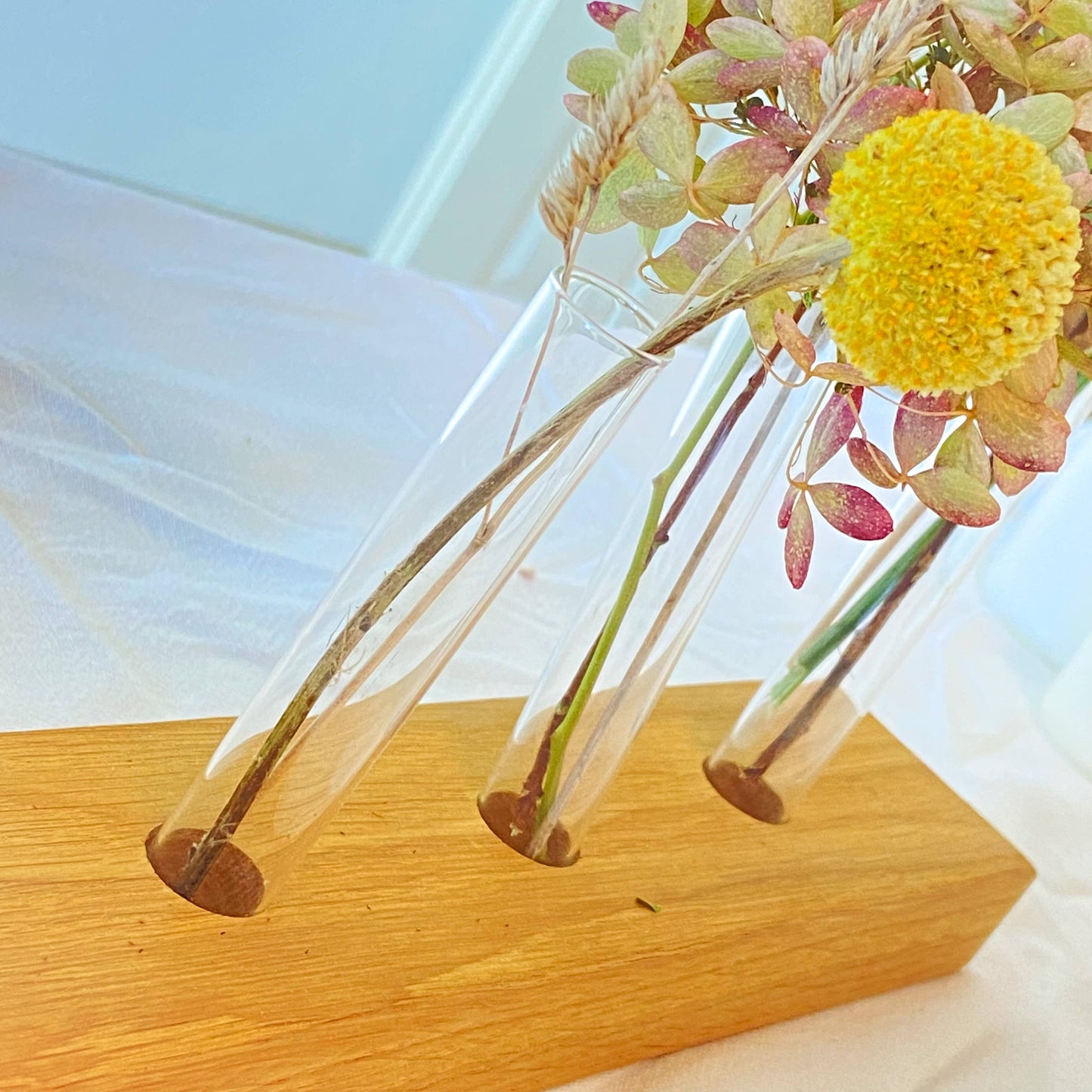 Oak & Glass Flower Vase
