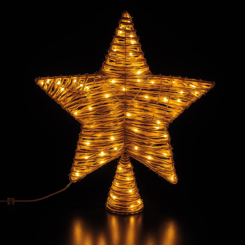 White & Natural Rope LED Star Tree Topper