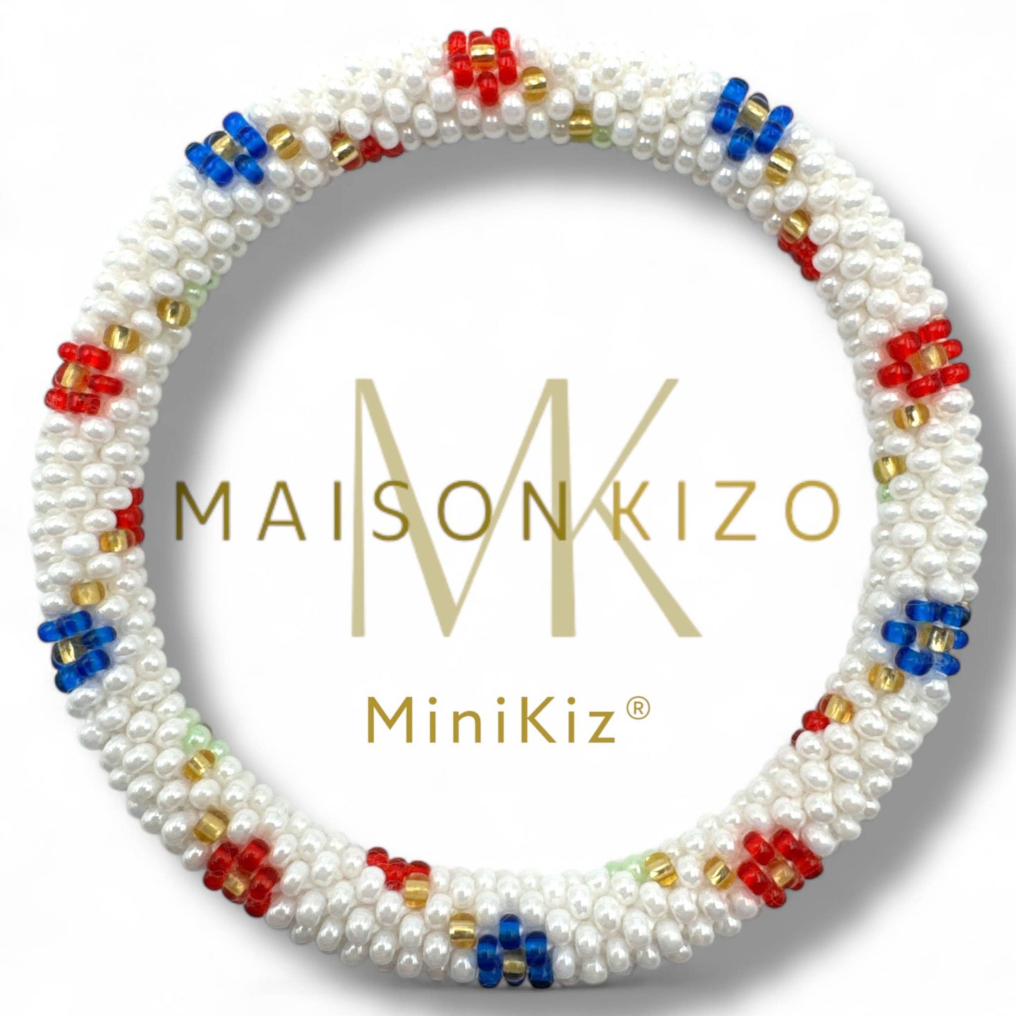 Nepalese Beaded Children’s  Bracelet - Red, Blue & White