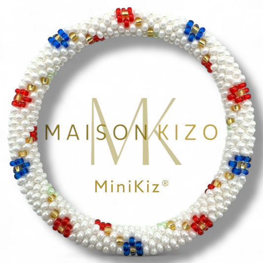 Nepalese Beaded Children’s  Bracelet - Red, Blue & White