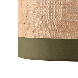 Forest Green Banded Raffia Pendant Light