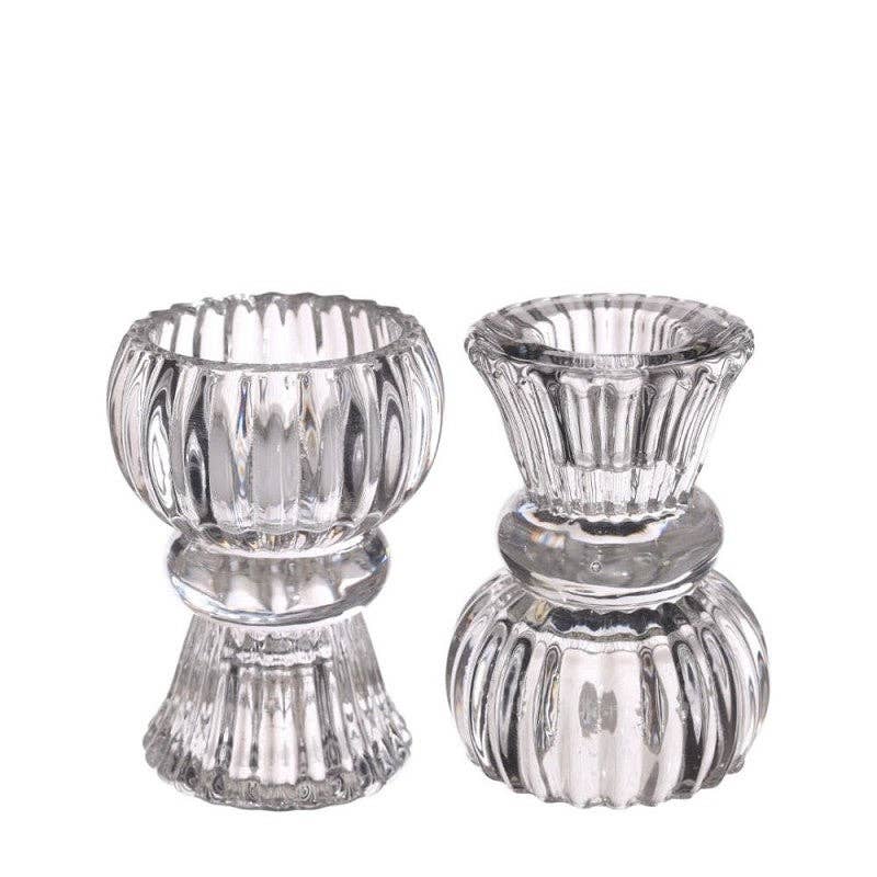 Nora Glass Candle Holder - Clear