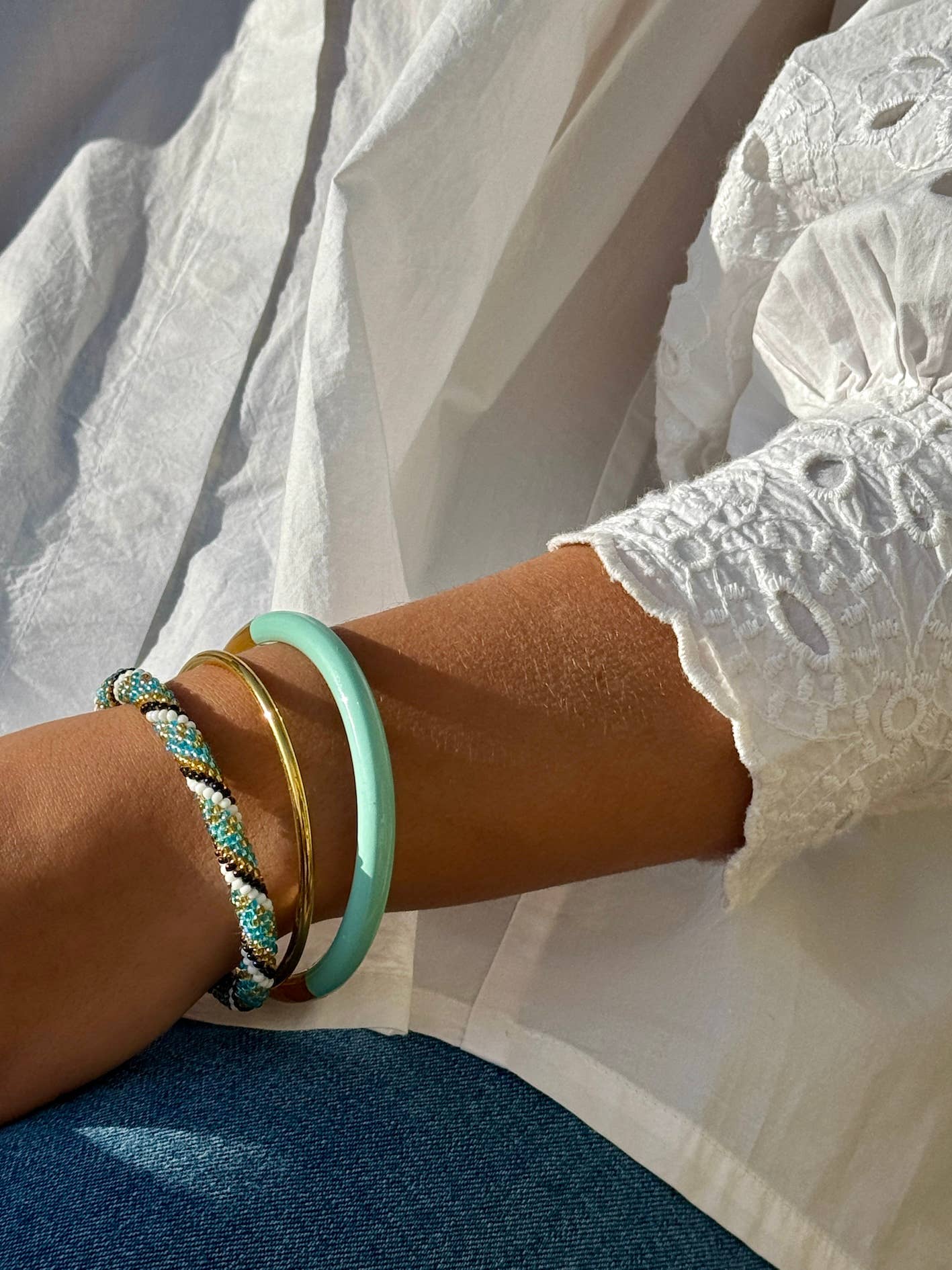 Lacquered Bangle - Lagoon Blue-Green