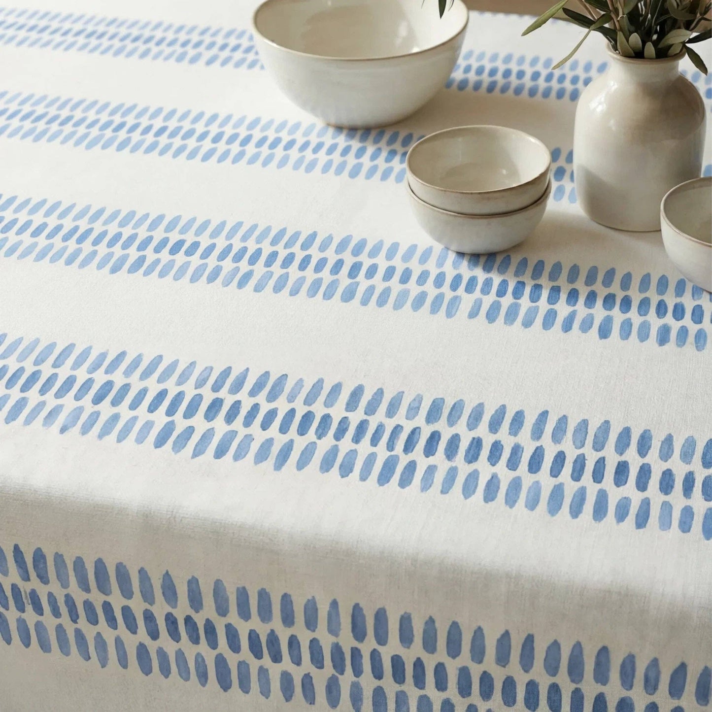 Azure Waterproof Cotton Tablecloth