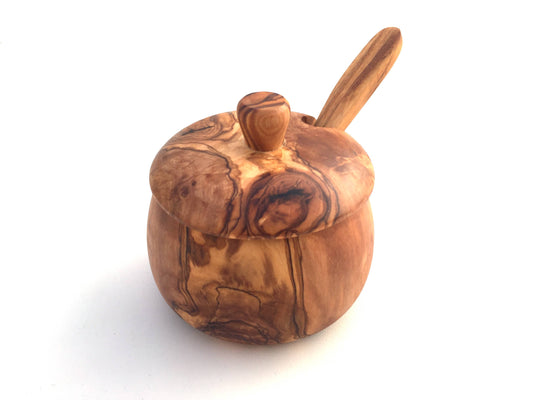 Olive Wood Lidded Salt/Sugar Bowl