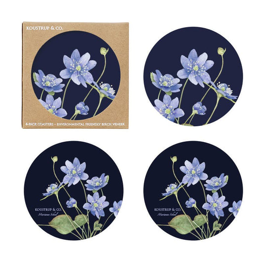 Blue Anemone Coasters - Set of Four