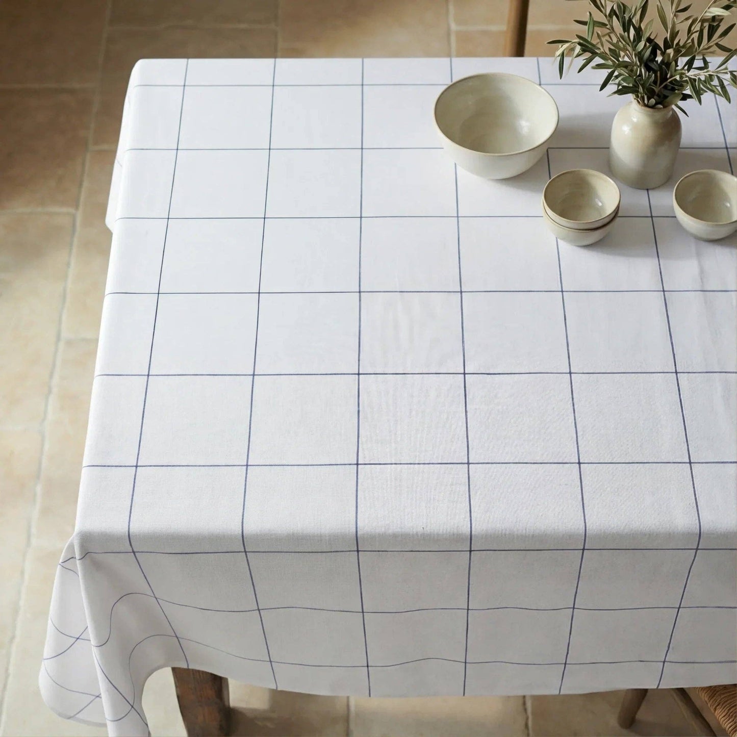 Margot Grid Organic Cotton Tablecloth - 250 x 155 cm