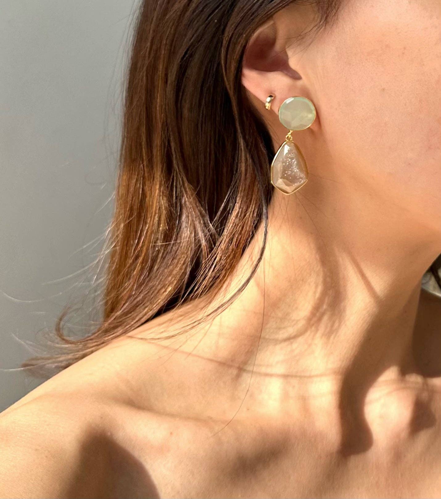 Sahara Sky Chalcedony & Druzy Agate Earrings