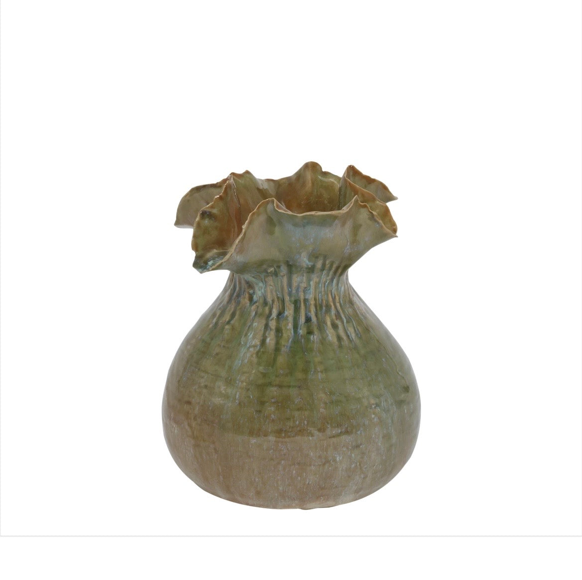 Handmade Ruffle Stoneware Vase
