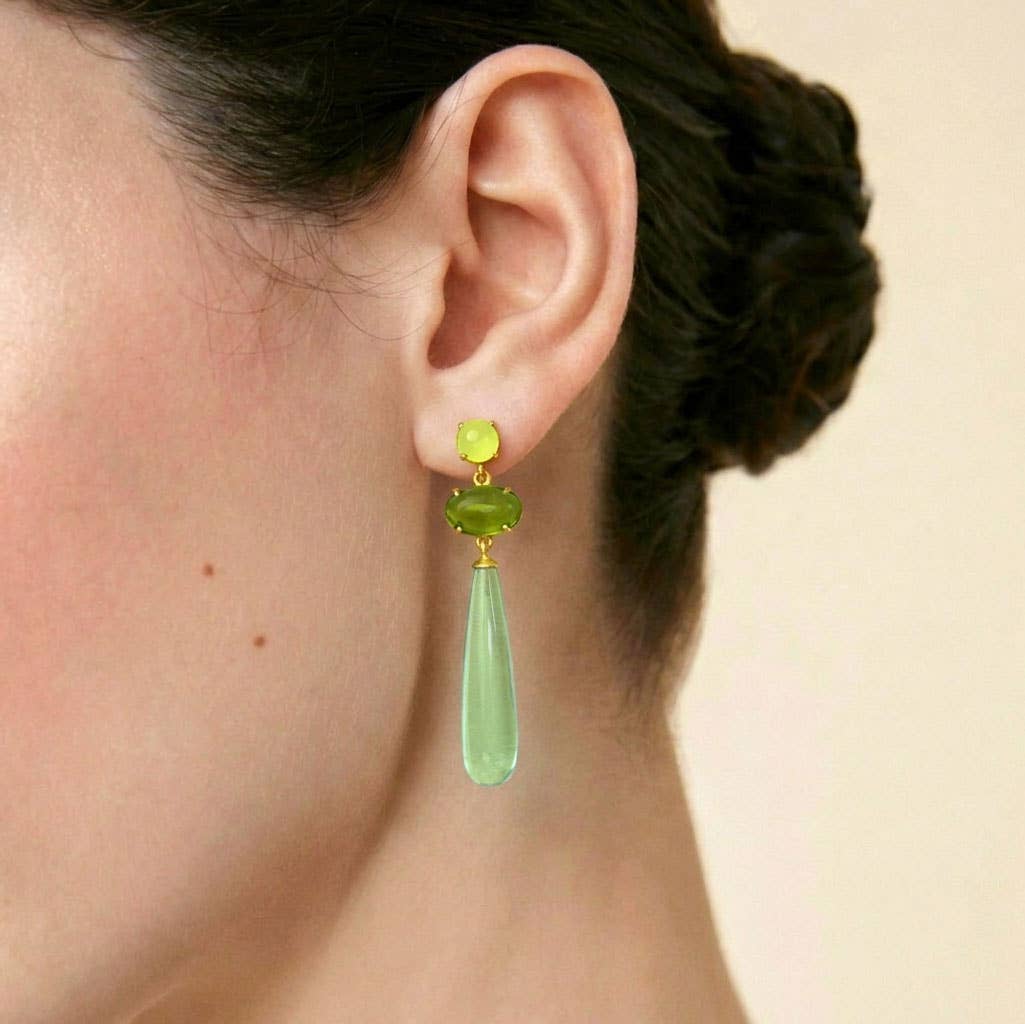 Jana Earrings – Green Amethyst & Jade