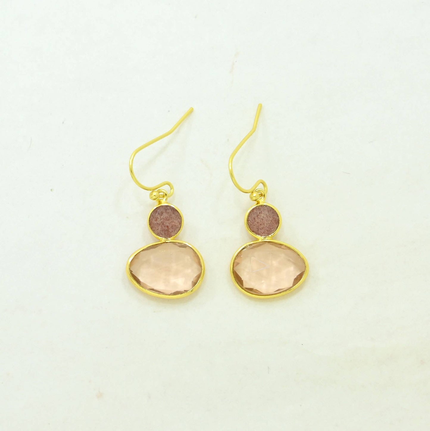Carina Earring - Morganite & Strawberry Quartz
