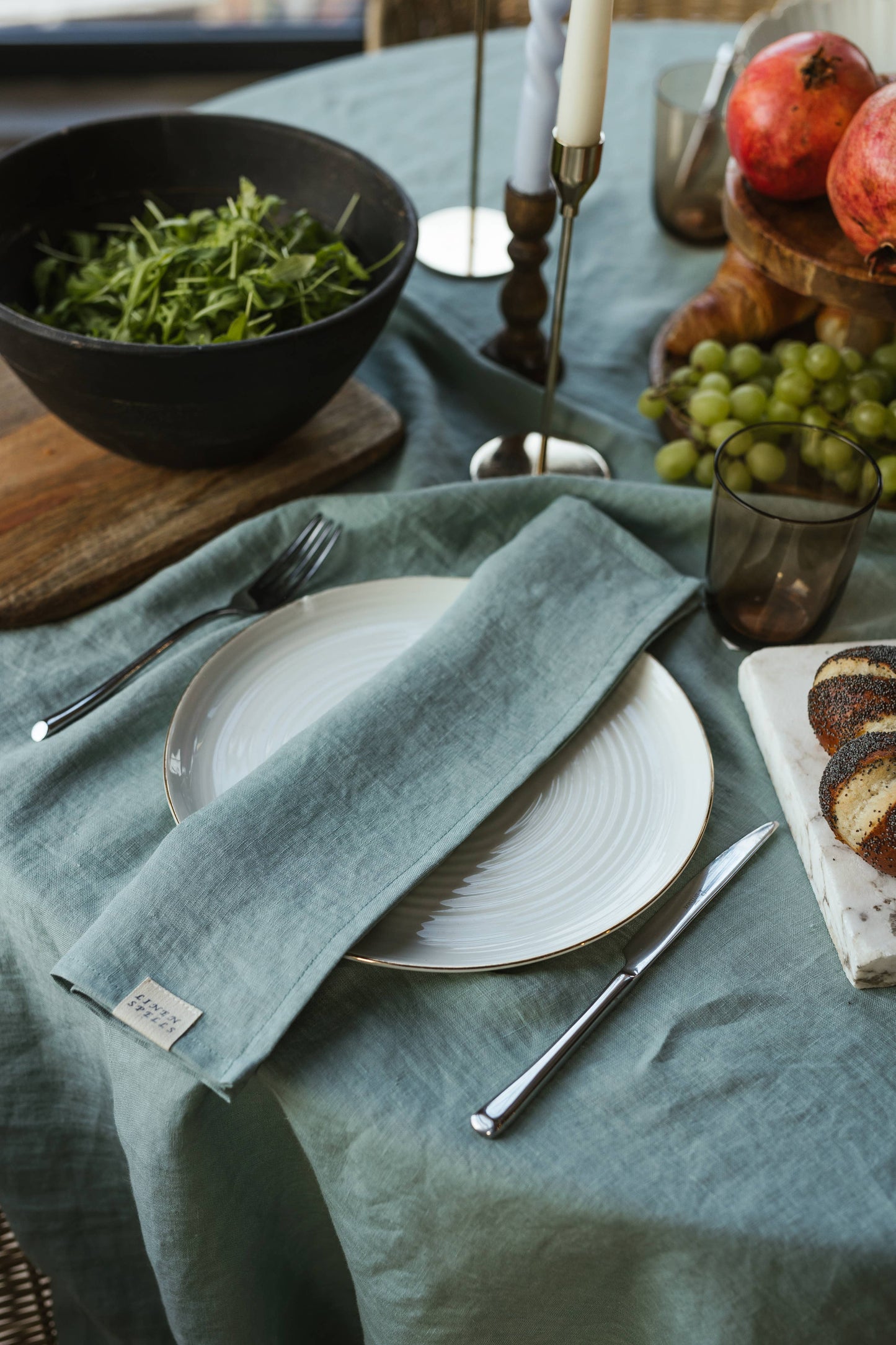 Ocean Mint Linen Napkin - Set Of 2
