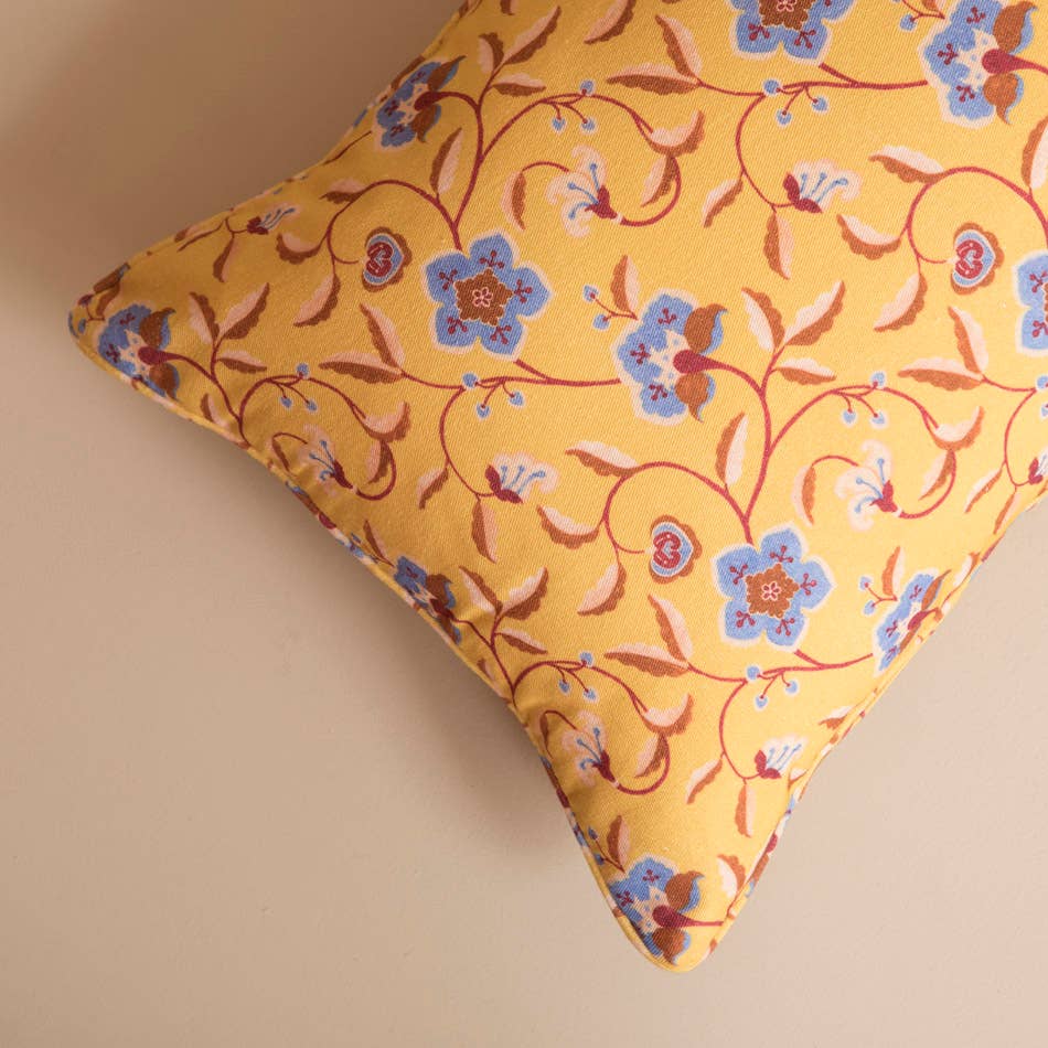Yellow Victoria Floral Cushion
