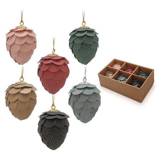 Set of Six Paper Acorn Ornaments