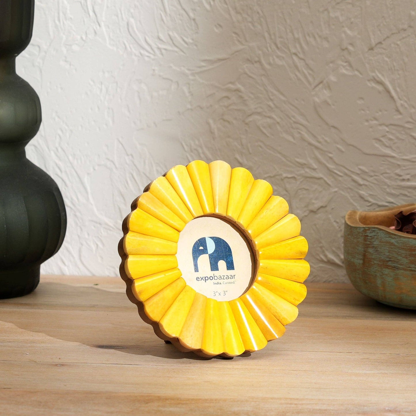 Round Sunflower Decorative Photo Frame - Yellow