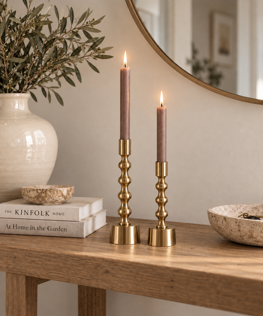 Gold Toned Metal Candle Holders