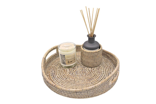 White Rattan Tray (two sizes)
