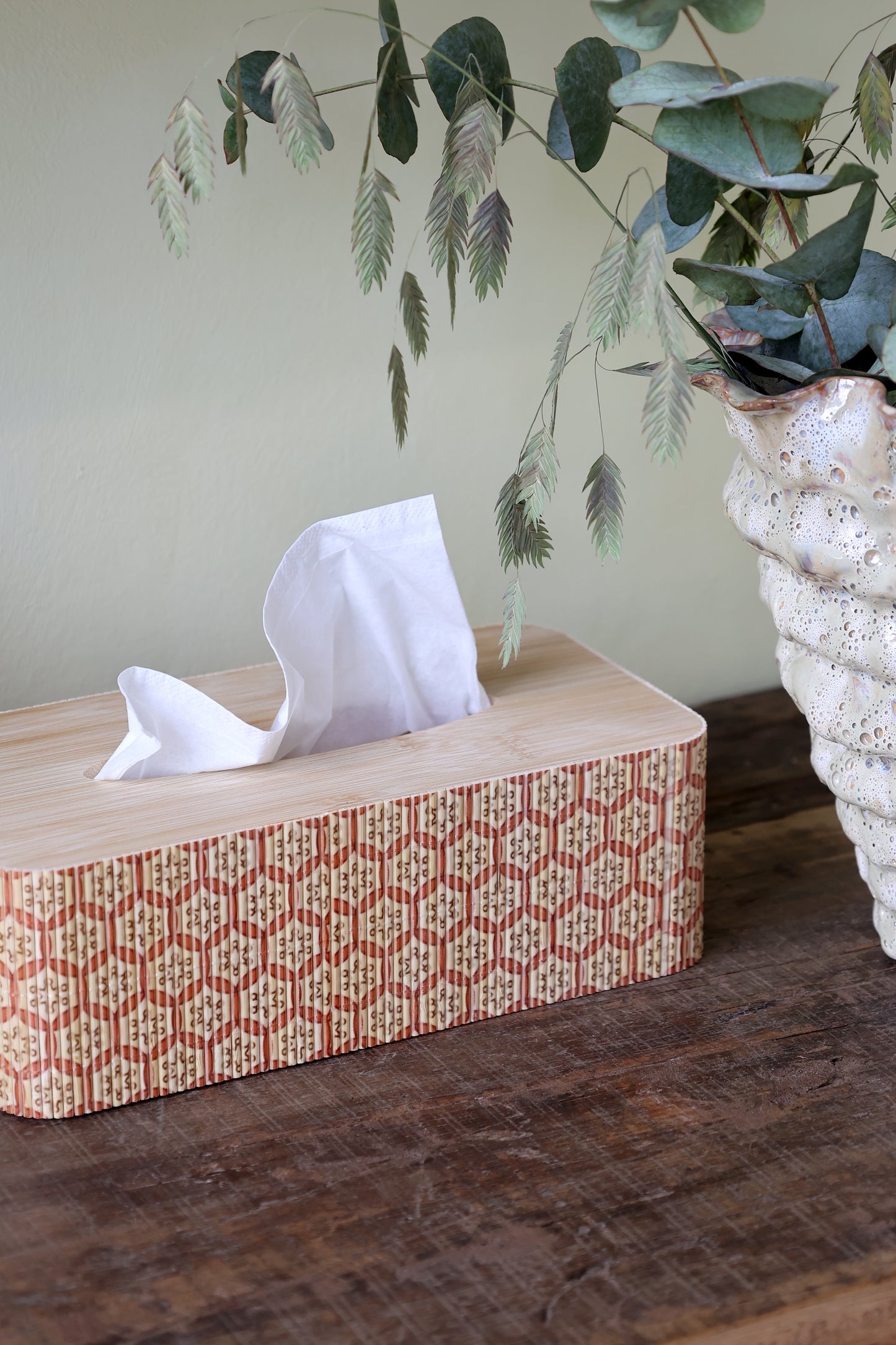 Bamboo Tissue Box in Soft Coral