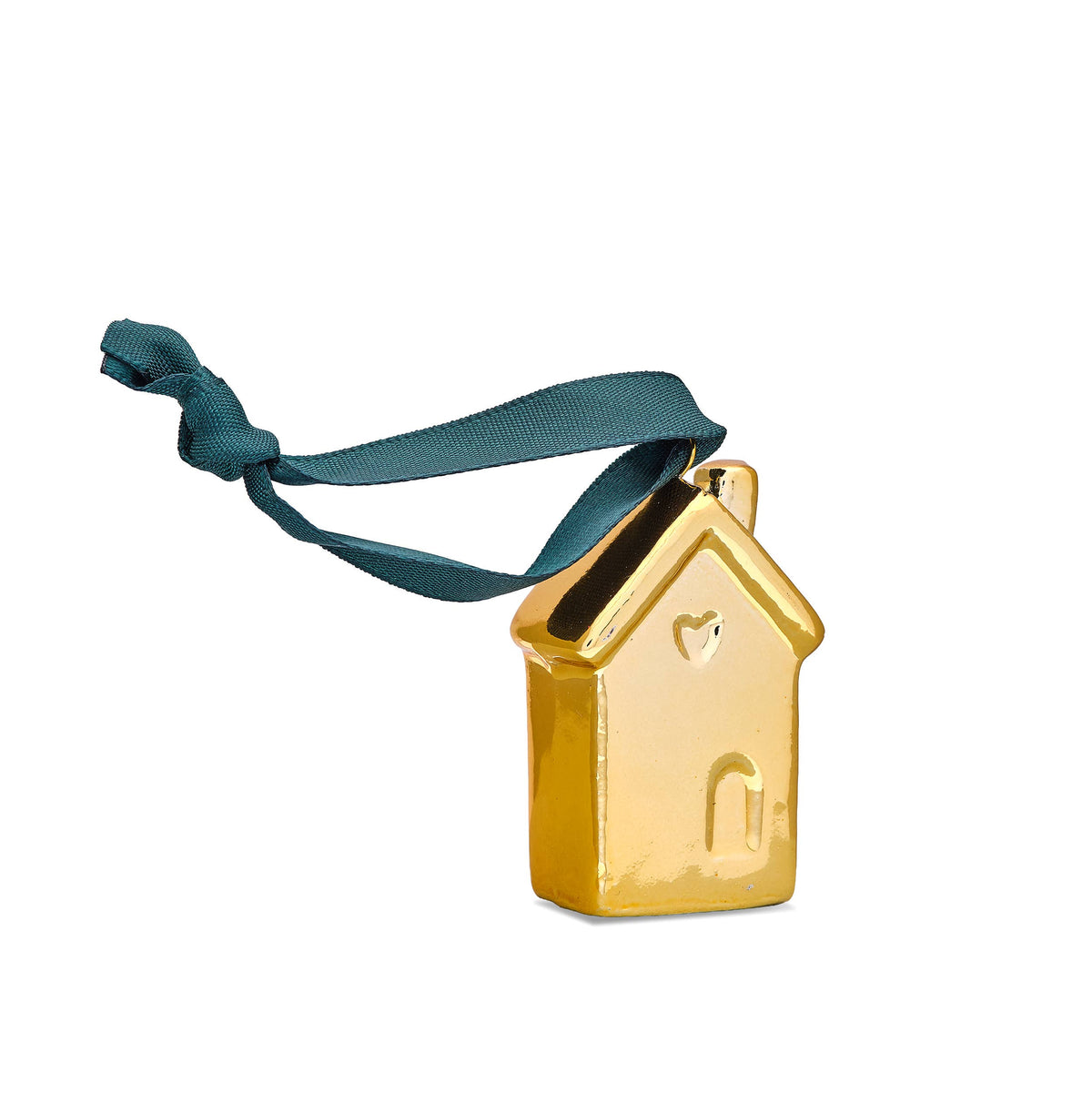 Ceramic Gold Christmas Hanging House