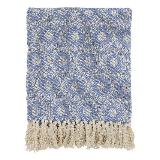 Cotton Throw in Ocean Blue