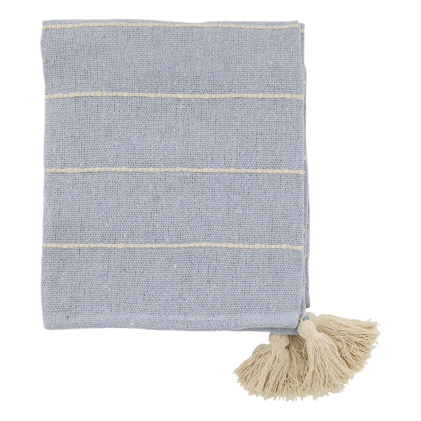 Cotton Throw in Sky Blue - Striped
