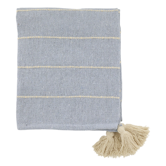 Cotton Throw in Sky Blue - Striped