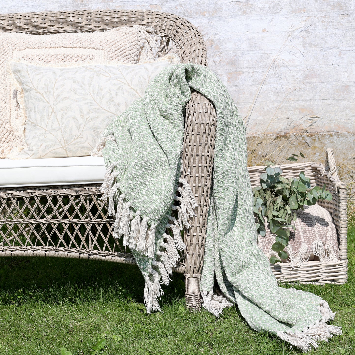 Cotton Throw in Sage Green