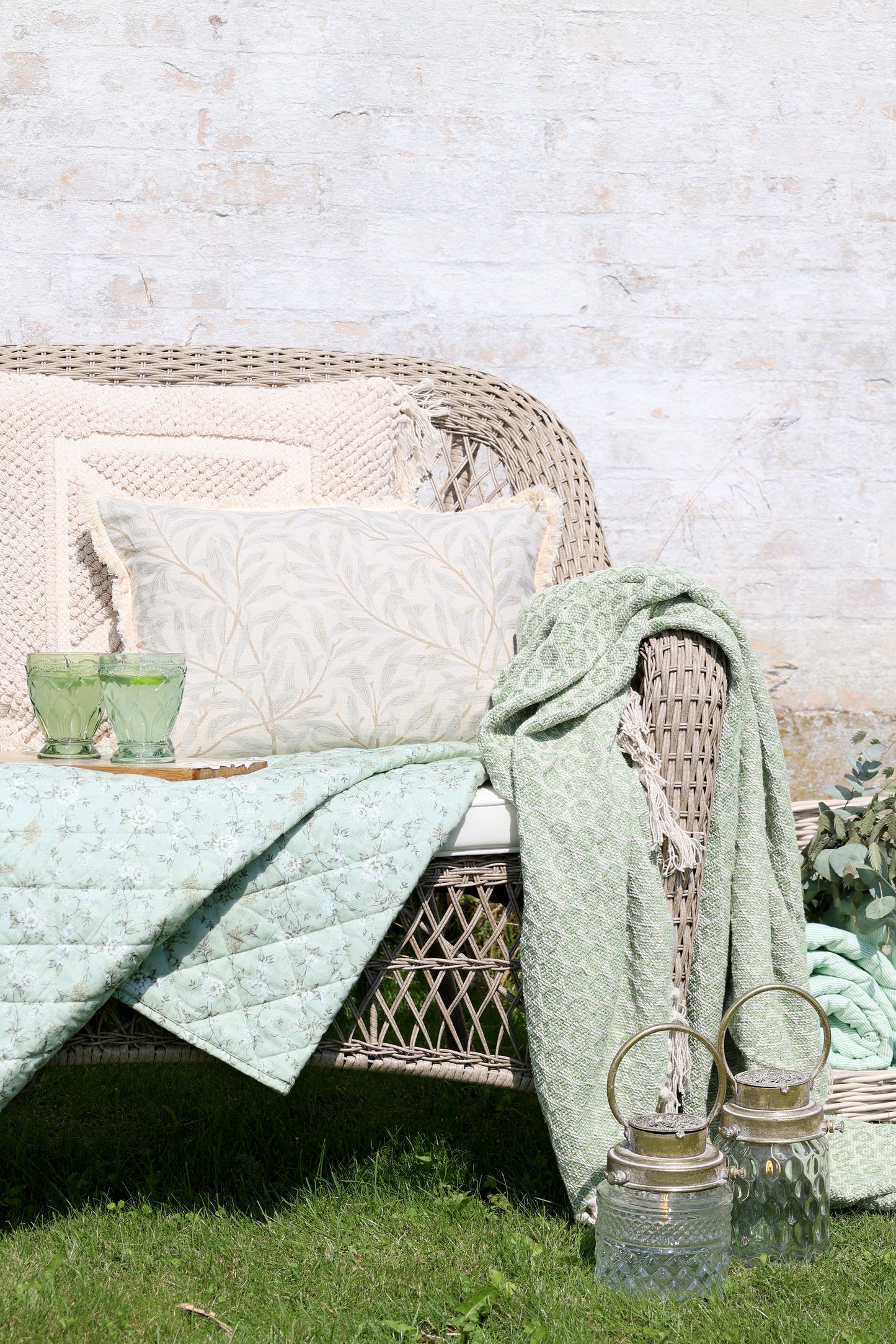 Cotton Throw in Sage Green