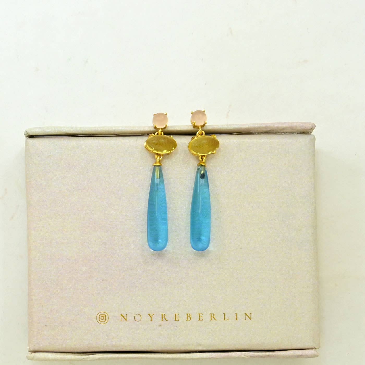 Jana Earrings - Blue Topaz & Citrine