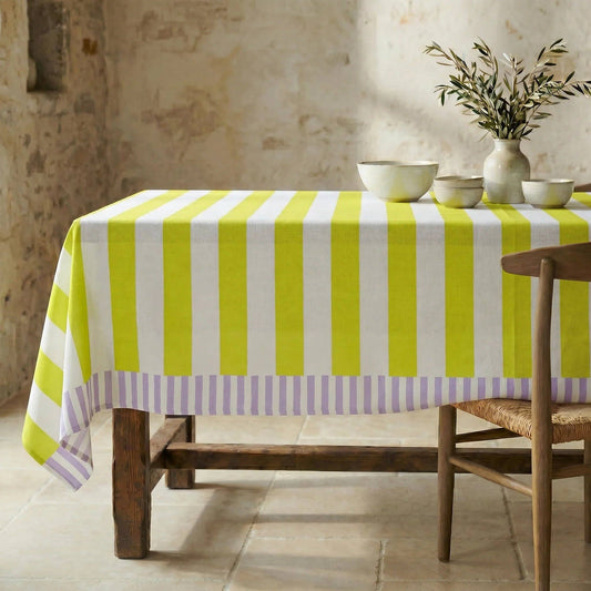 Capri Stripe Organic Cotton Stain Resistant Tablecloth