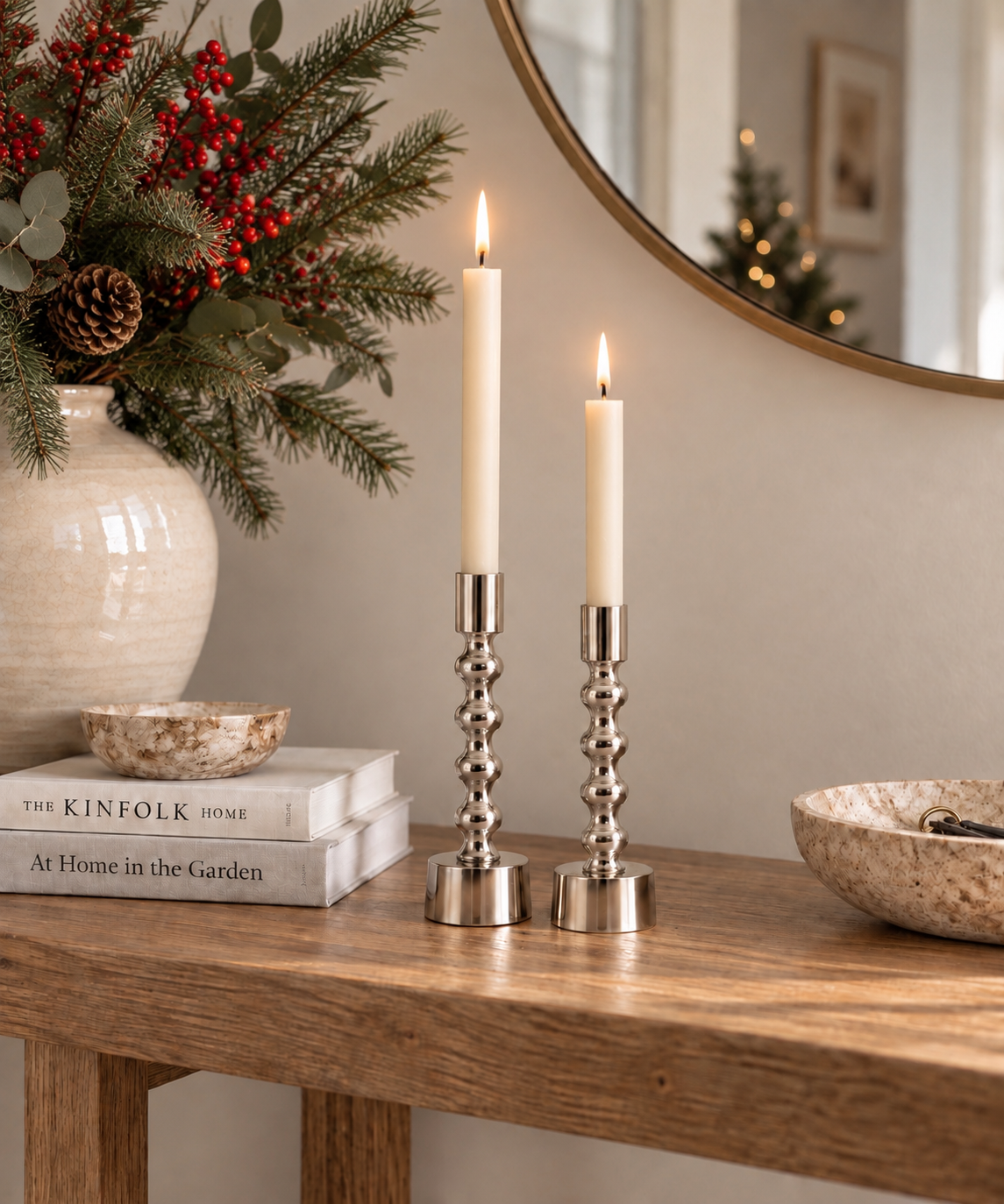 Silver Metal Candle Holder