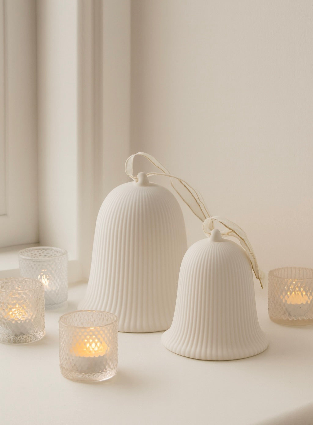 Matte Ceramic LED Bell Ornament - Two Sizes