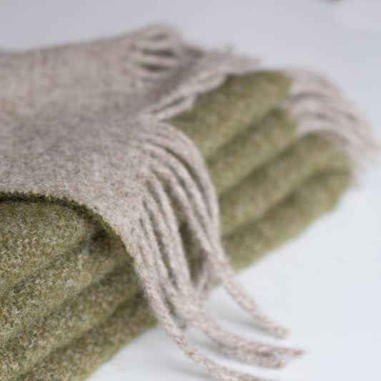 Wool Throw Blanket - Moss
