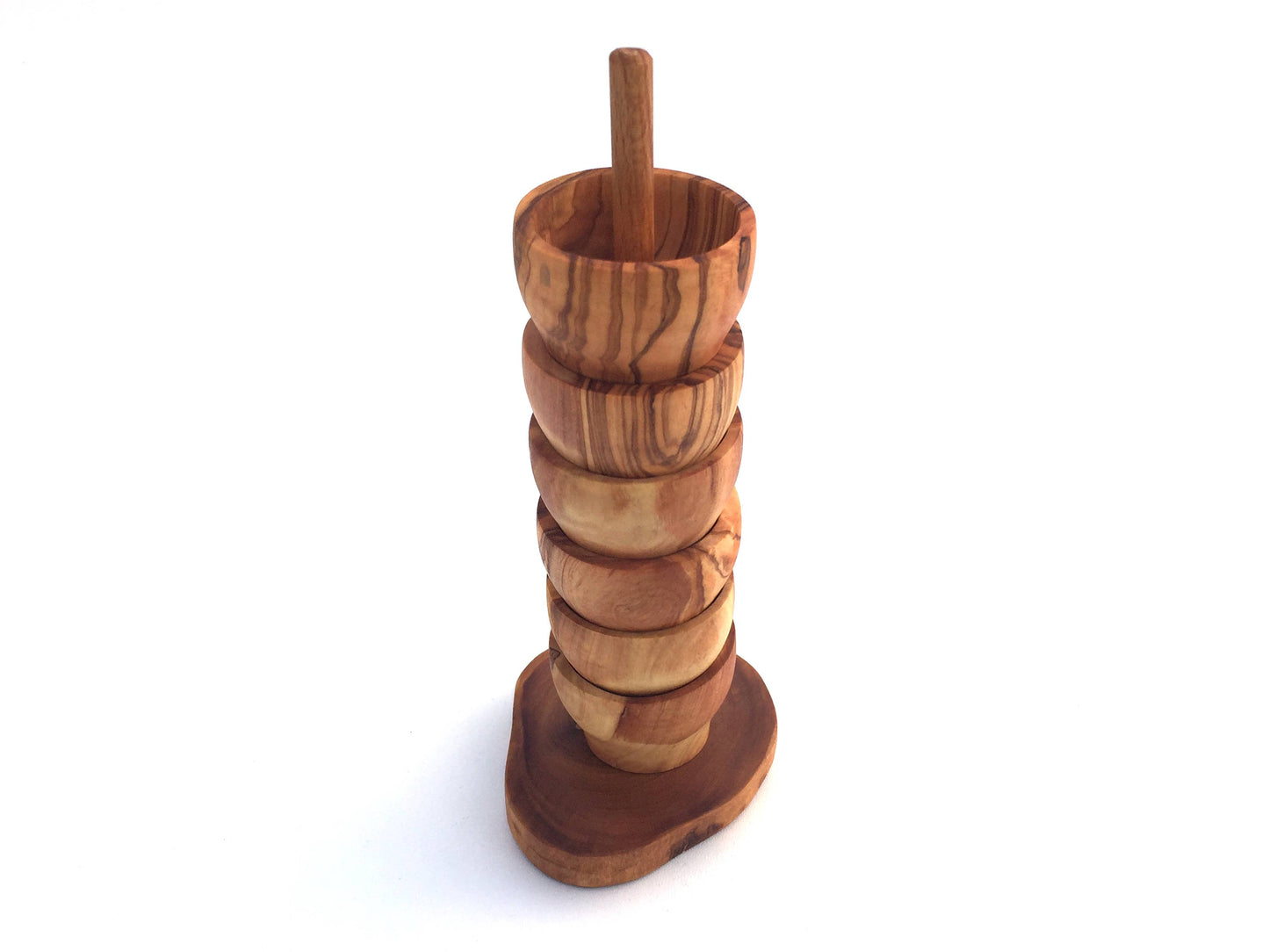Handmade Olive Wood Egg Cup Set