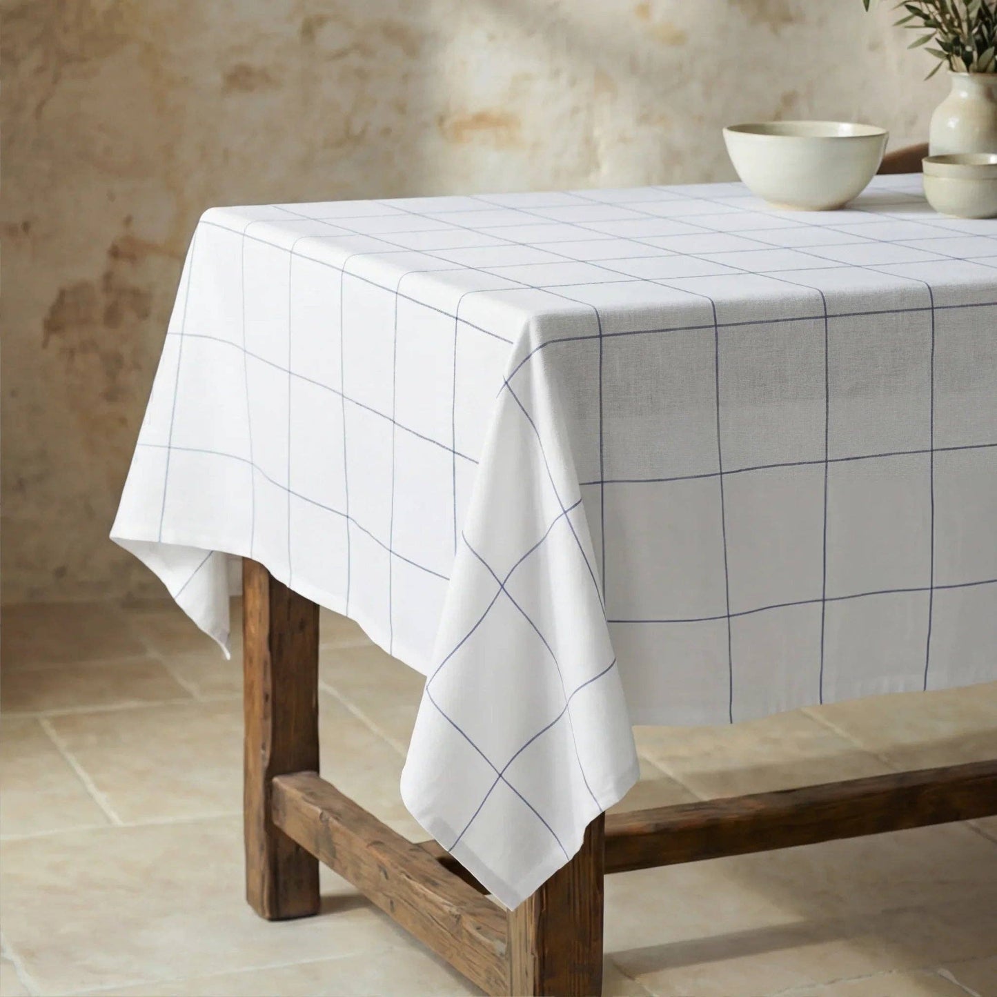 Margot Grid Organic Cotton Tablecloth - 250 x 155 cm