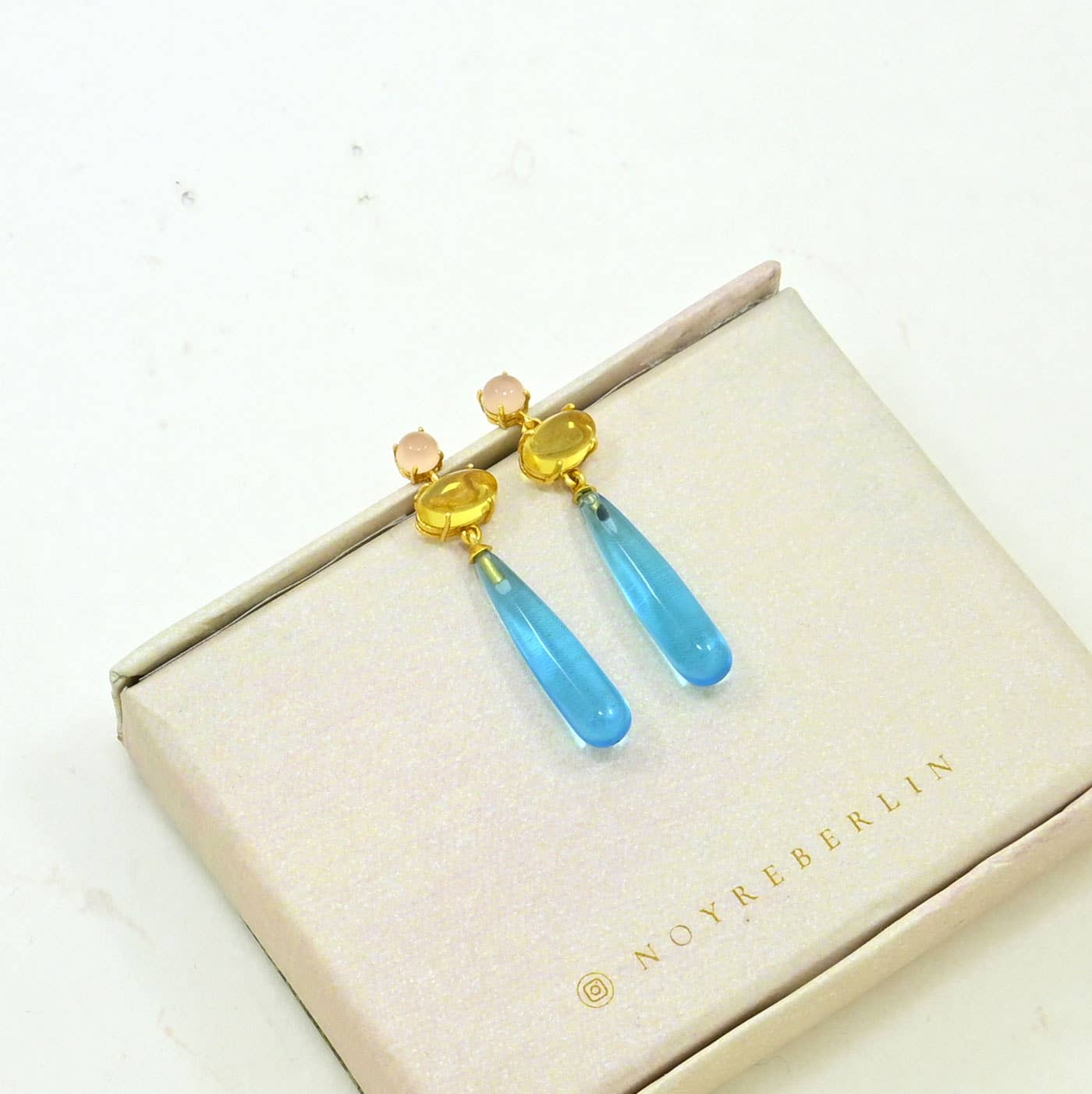 Jana Earrings - Blue Topaz & Citrine