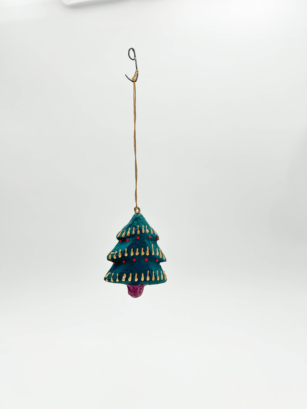Hanging Christmas Tree Ornament — Teal & Gold