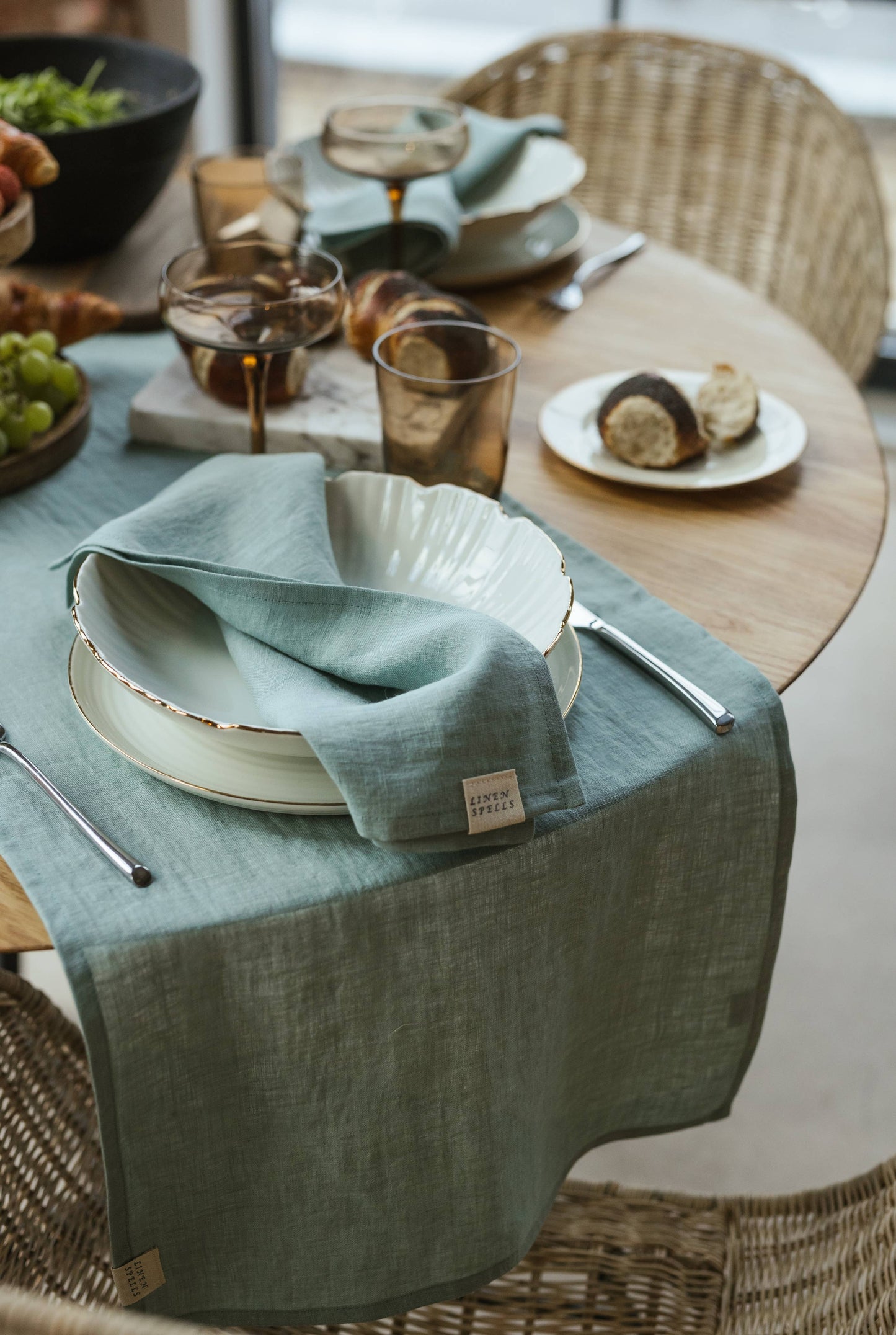Ocean Mint Linen Napkin - Set Of 2