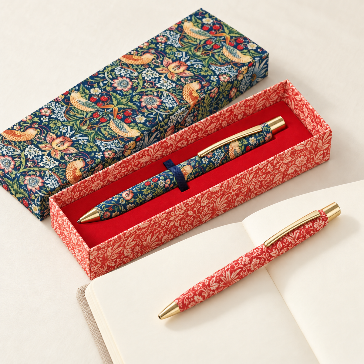 William Morris Pen Set - Strawberry Thief
