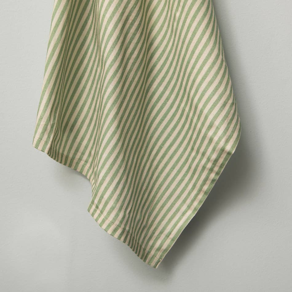 Green Stripe Kitchen Towel Set 2